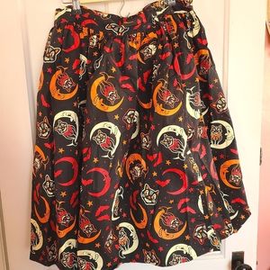 Pinup Halloween moons and cats sourpuss skirt